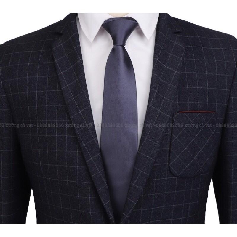 Cà Vạt Nam Lụa Trơn Cao Cấp Mầu Xám Lông Chuột