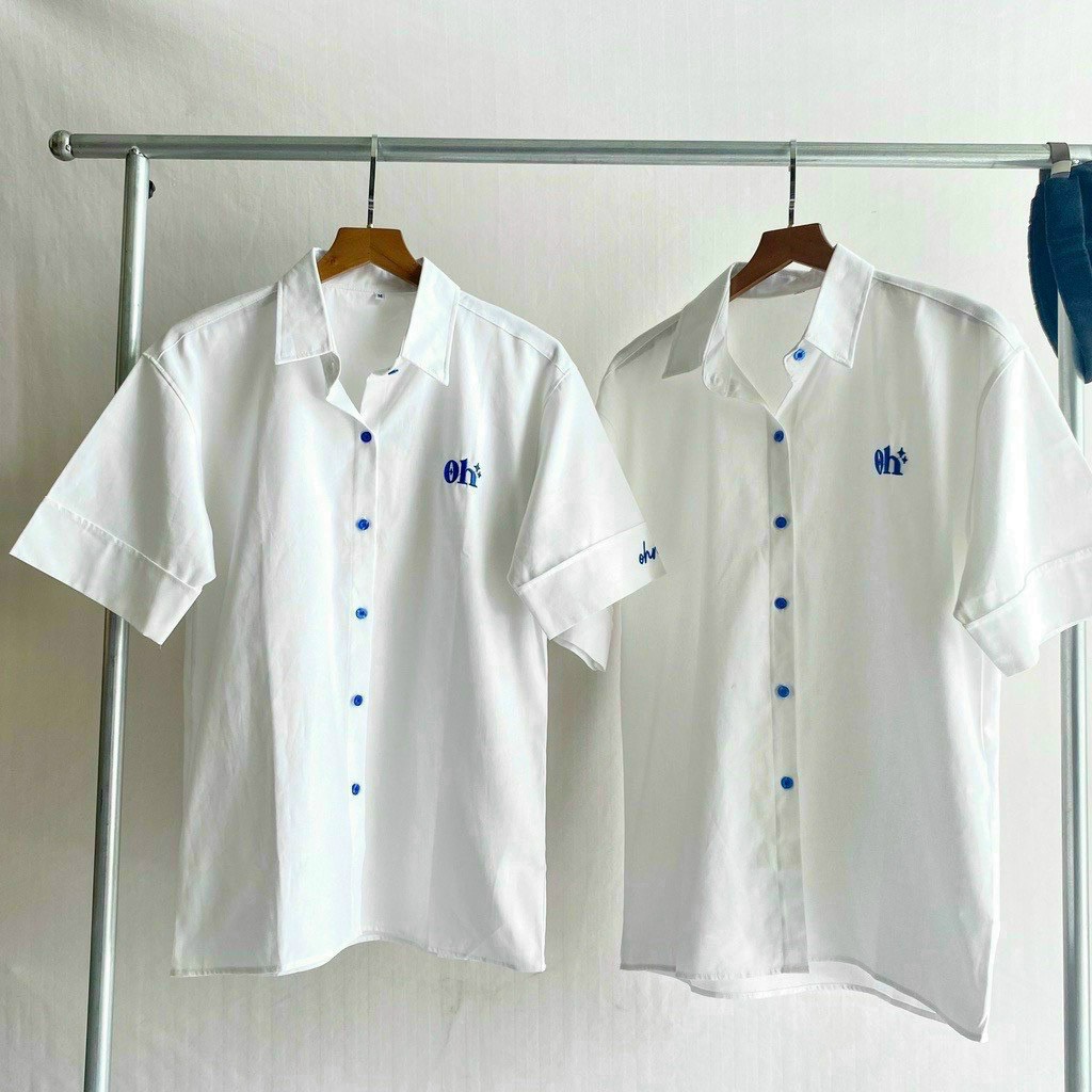 Áo sơ mi tay lửng form rộng unisex phong cách hàn quốc