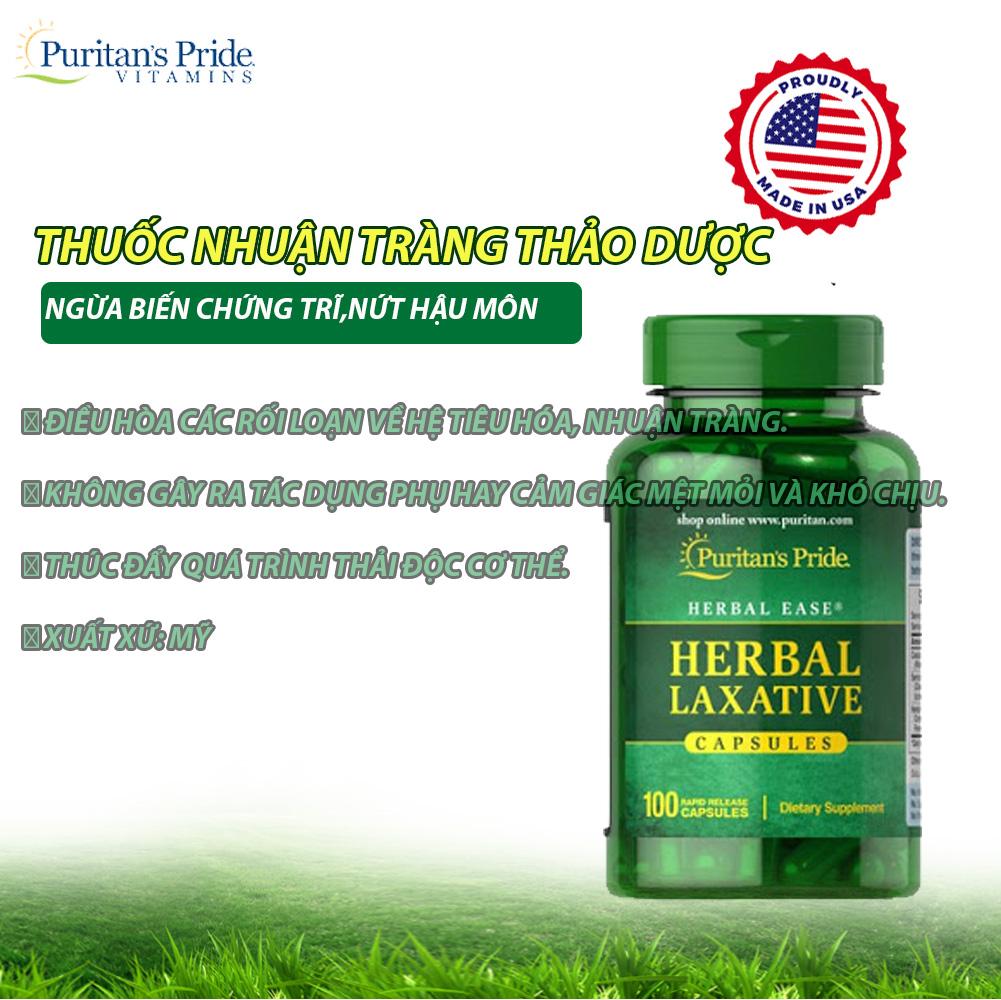 Viên uống Nhuận Tràng Tiêu Trĩ Thảo Mộc Laxative Herbal 100 viên Puritan's Pride