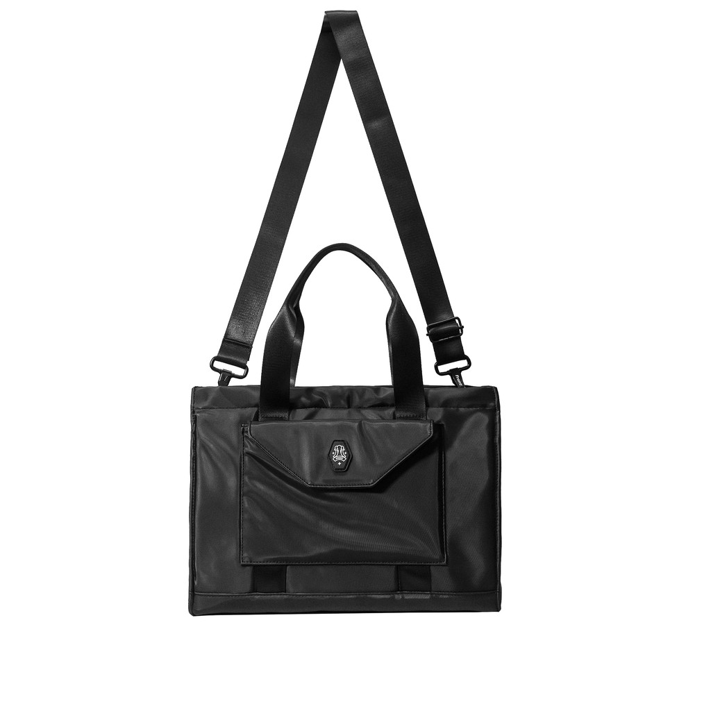 Front the knight tote bag d621 - black - m ♟ túi tote cao cấp front d621 màu đen vải polyester trượt nước