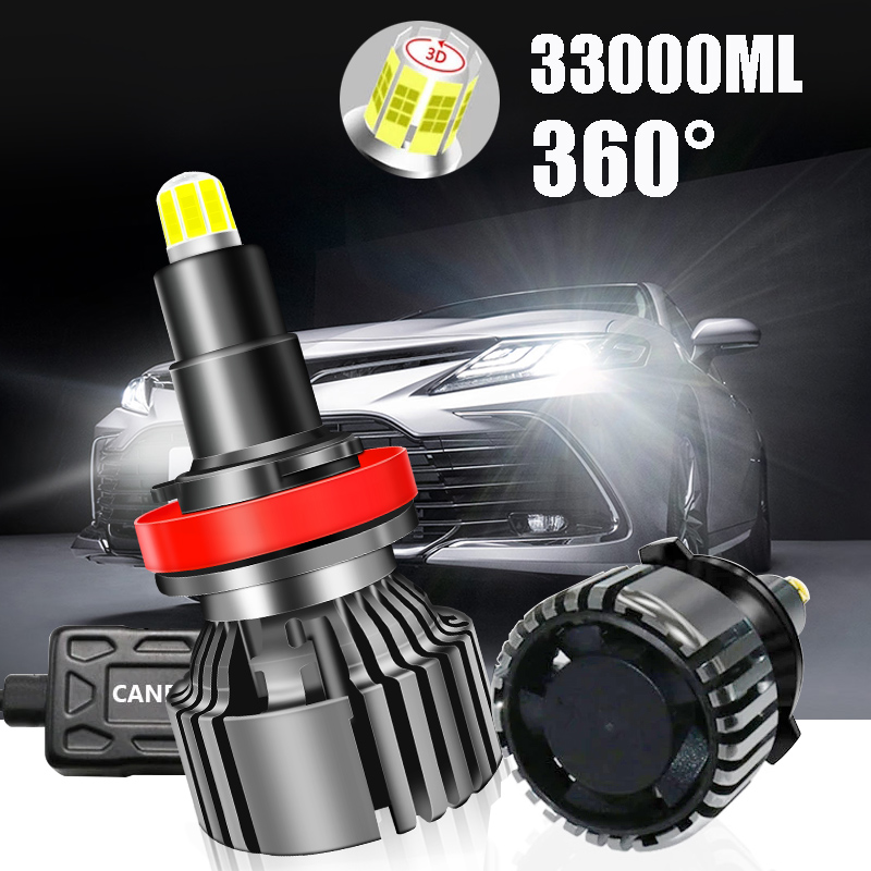 Đèn Pha Ô Tô LED Night Knight 2Picecs, Đèn LED Canbus Xe Ô Tô 33000LM Đèn Pha Chiếu Sáng 360 Độ H4 H1 H7 H8 H9 H11 H16 9005 HB3 9006 HB4 9012 HIR2 6500K