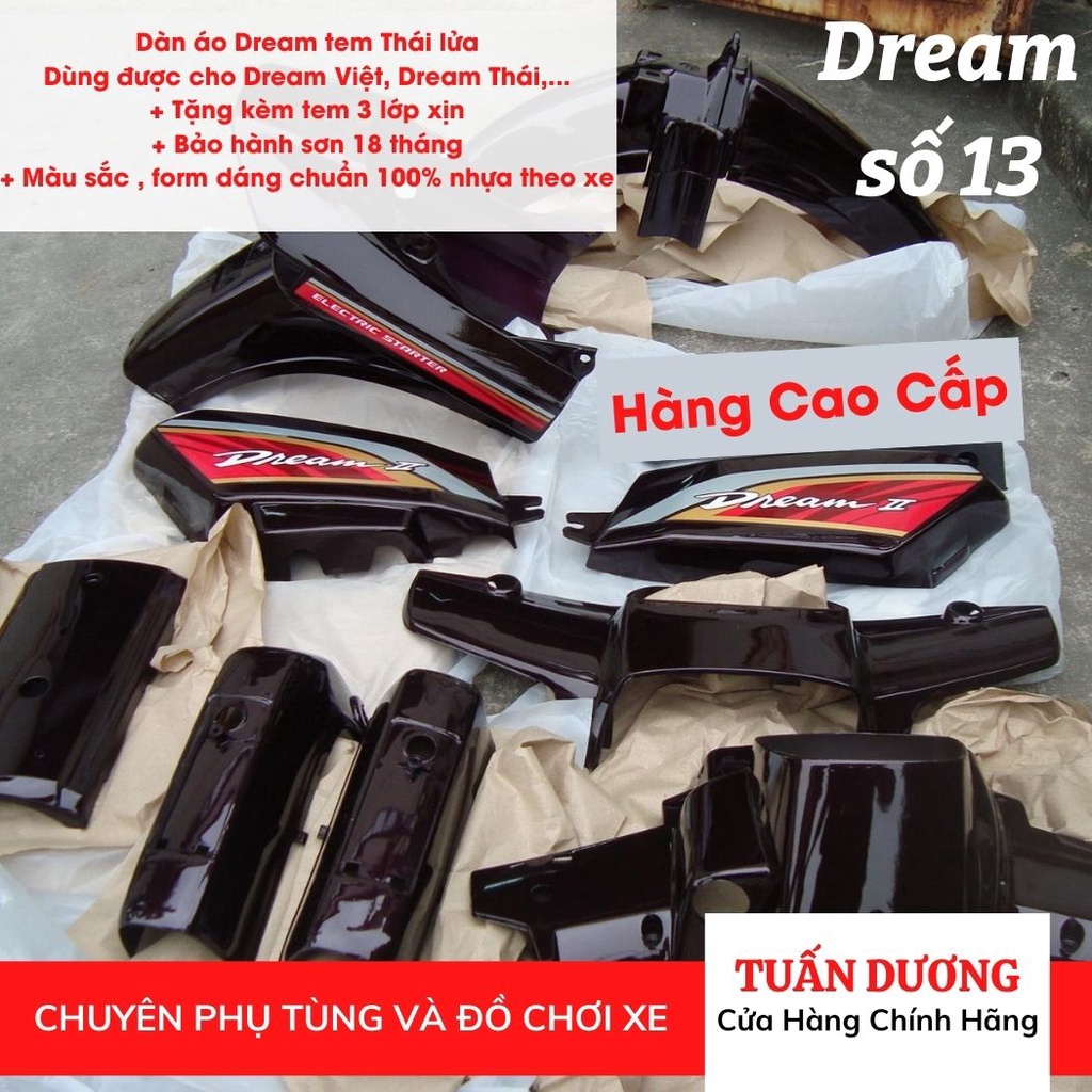 [ BÁN CHẠY ] Dàn Áo - Bộ Nhựa Xe Dream LOẠI ĐẸP Dùng Cho Dream Việt và Dream Thái - Tặng Kèm Tem 3 Lớp Xịn