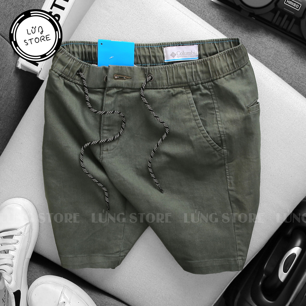 Quần short nam kaki lưng thun LỬNG STORE màu xanh rêu - CL04