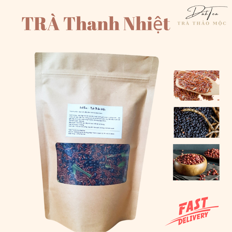 Trà thanh nhiệt, trà gạo lứt đậu đen đậu đỏ Dakfoodfamily, túi zip 1kg