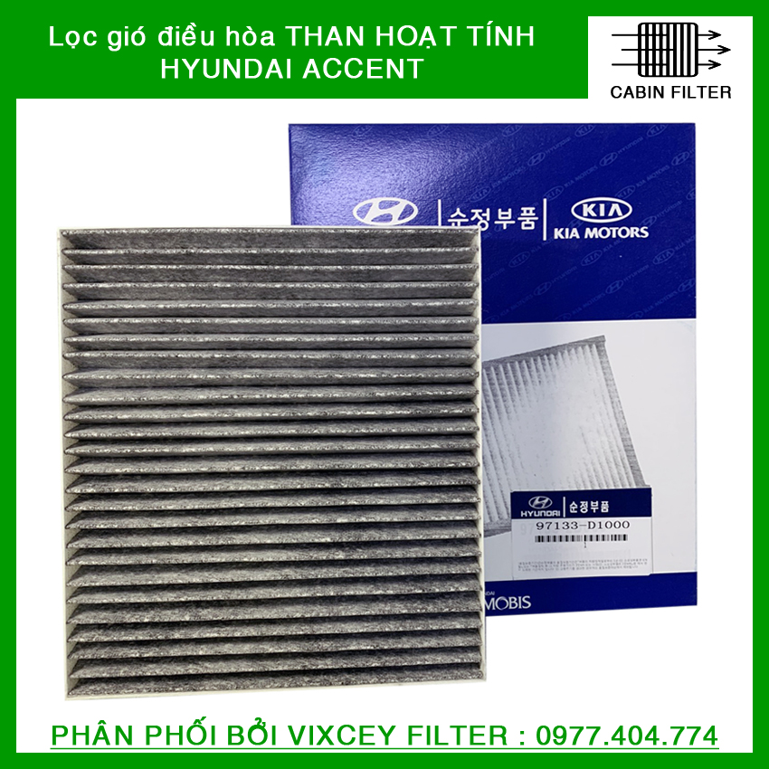 Lọc gió điều hòa HYUNDAI ACCENT than hoạt tính. Dùng cho Accent đời 2018 đến nay. Phù hợp cho động cơ 1.4L. Miễn phí lắp đặt tại Hà Nội bởi Vixcey Filter.