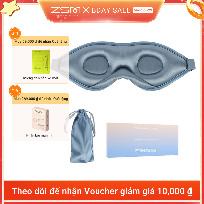 Sleep Mask Silk - 100% Mulberry Silk Eye Mask, ZOESMIEN 3D Contoured Eye Mask for Women Men, Light Blocking Side Sleeper Puffiness Dry Eyes, Unique Nose Bridge Design, Christmas Gi