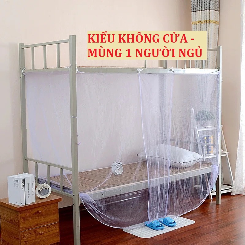 Mùng Ngủ Tuyn Màu Trơn Giăng Dây Giường Đơn