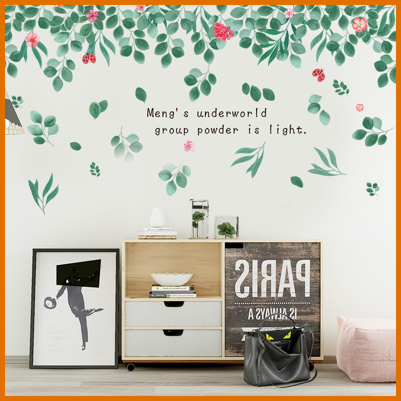 Decal dán tường tán lá hoa hồng XL8390