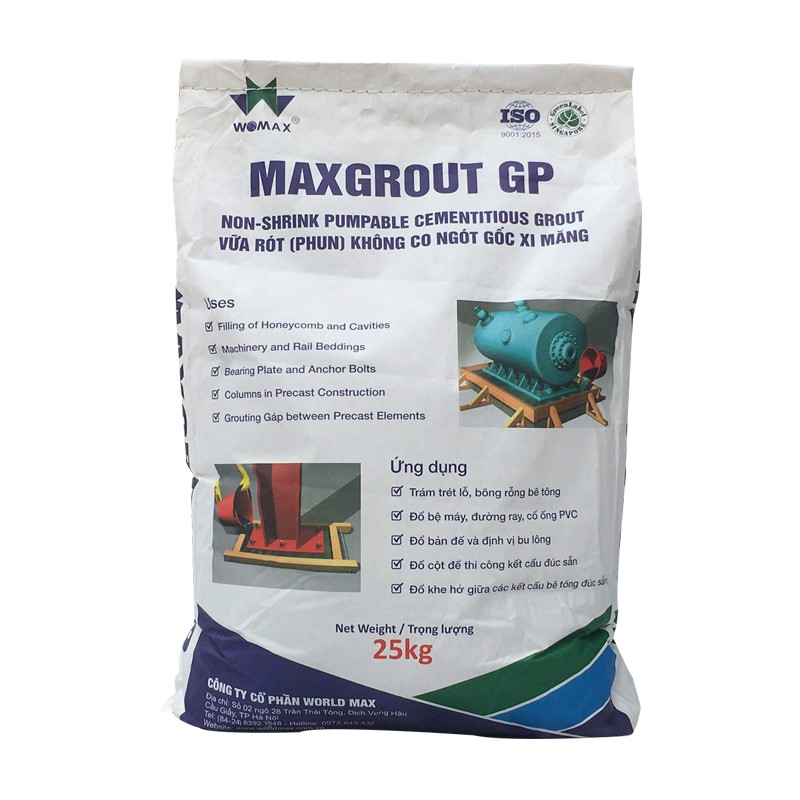 Maxgrout gp - 5kg và 25kg - vữa rót tự chảy không co ngót cường độ cao