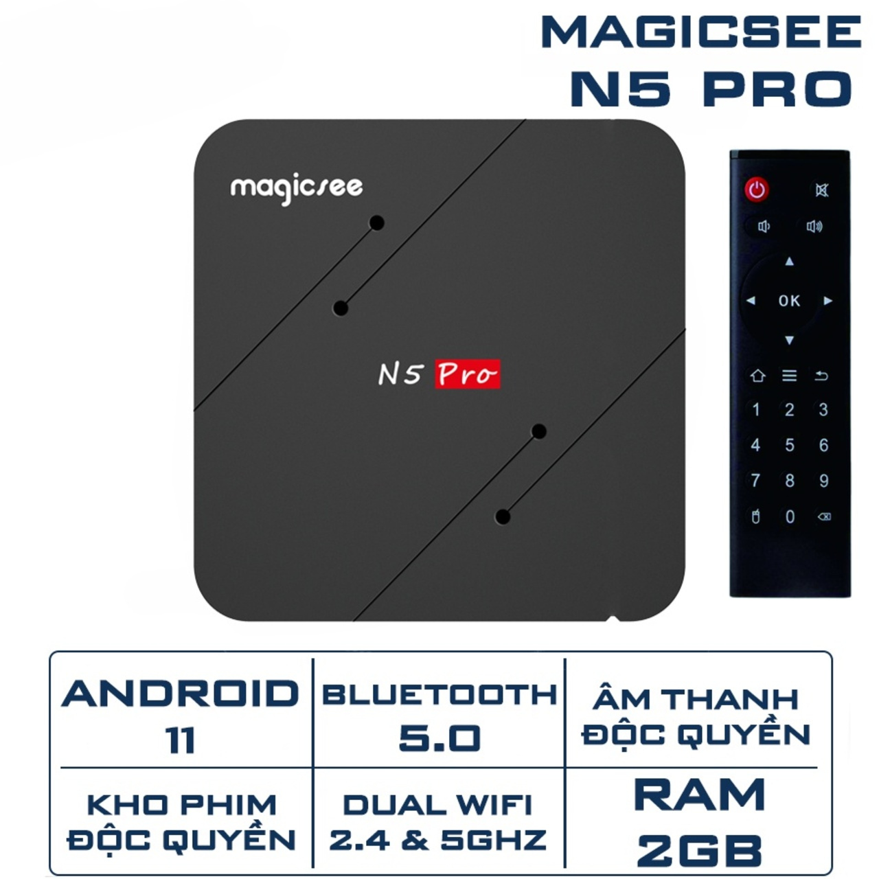 Android tivi box magicsee n5 pro 2023 - android 11 - ram 2gb - chip s905w2