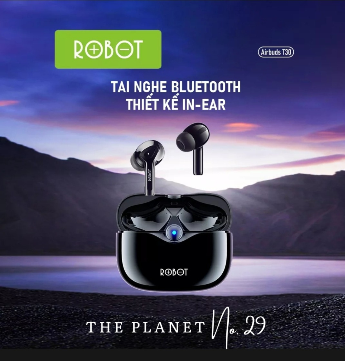 Tai nghe bluetooth chống ồn in ear ROBOT Airbuds T30 đen