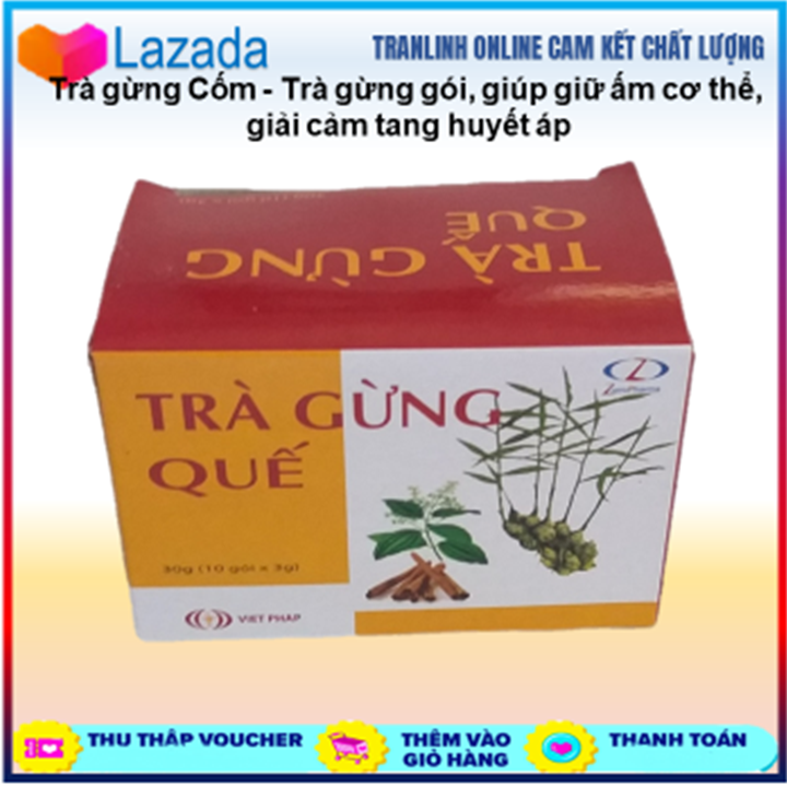 Trà gừng gói, giúp giữ ấm cơ thể, giải cảm - Trà gừng quế  Cốm- Hộp 10 gói
