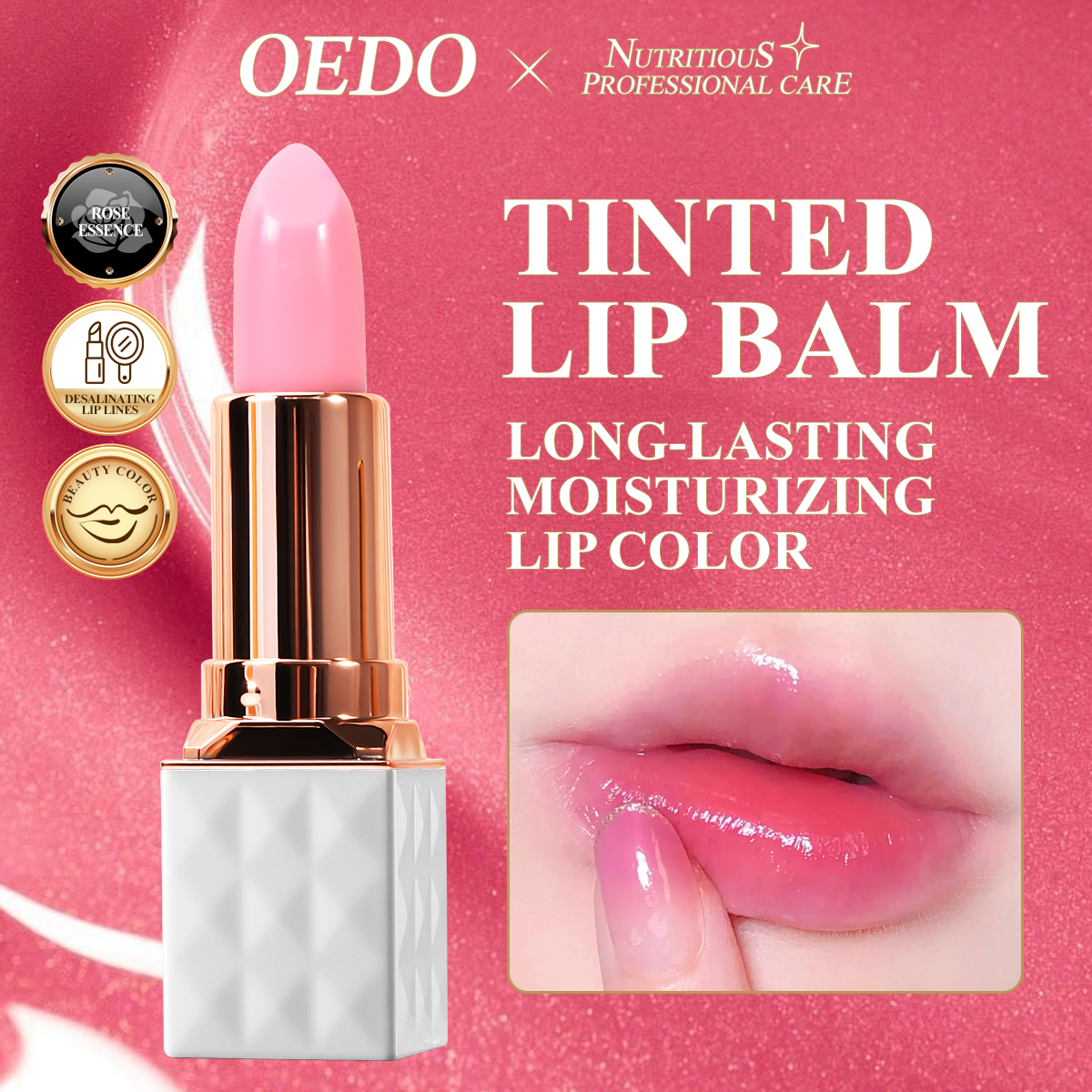OEDO 2 thỏi son môi Rose Peptide Son dưỡng môi cho nữ chống nứt nẻ giúp căng bóng đôi môi gợi cảm giá tốt - INTL