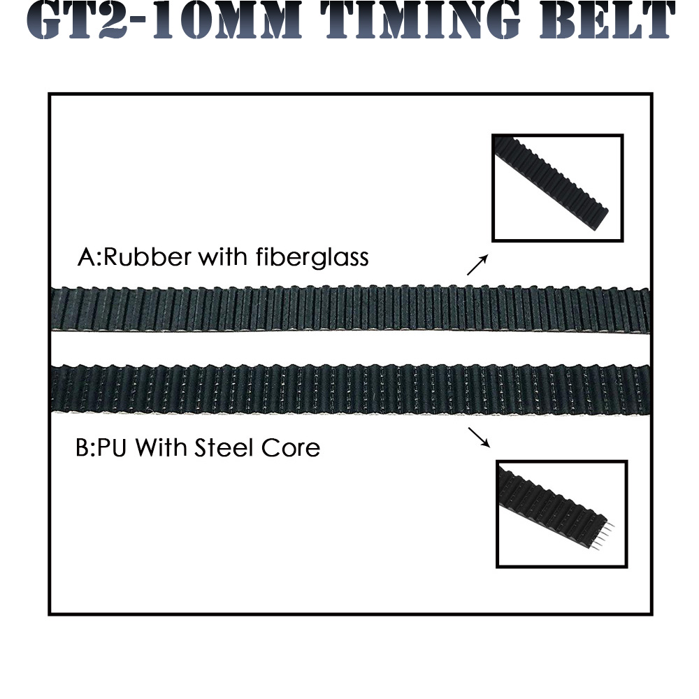 10 Đai thời gian PU với lõi thép GT2 Đai thời gian 2GT màu đen 10mm chiều rộng 10m một gói cho máy in 3D miễn phí vận chuyển