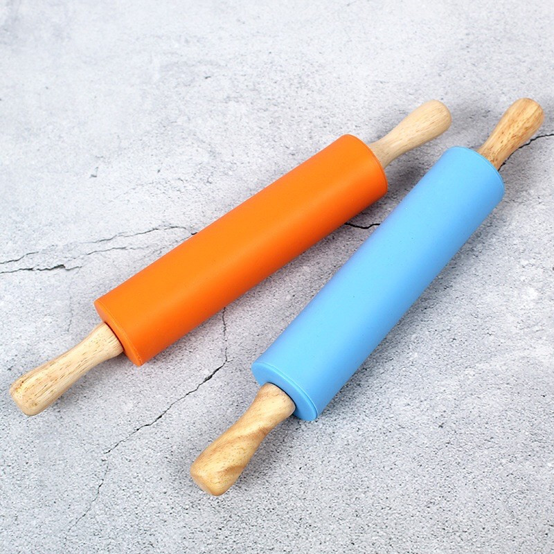 Cán lăn bột silicon có trục xoay 38x5cm