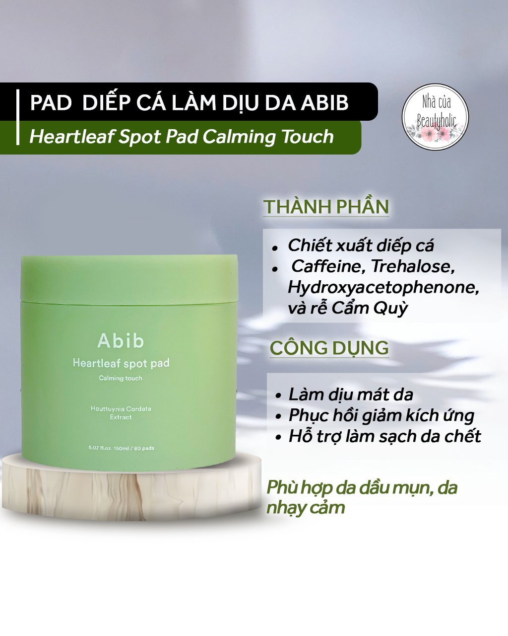Pad diếp cá dịu da abib heartleaf spot pad 80 miếng