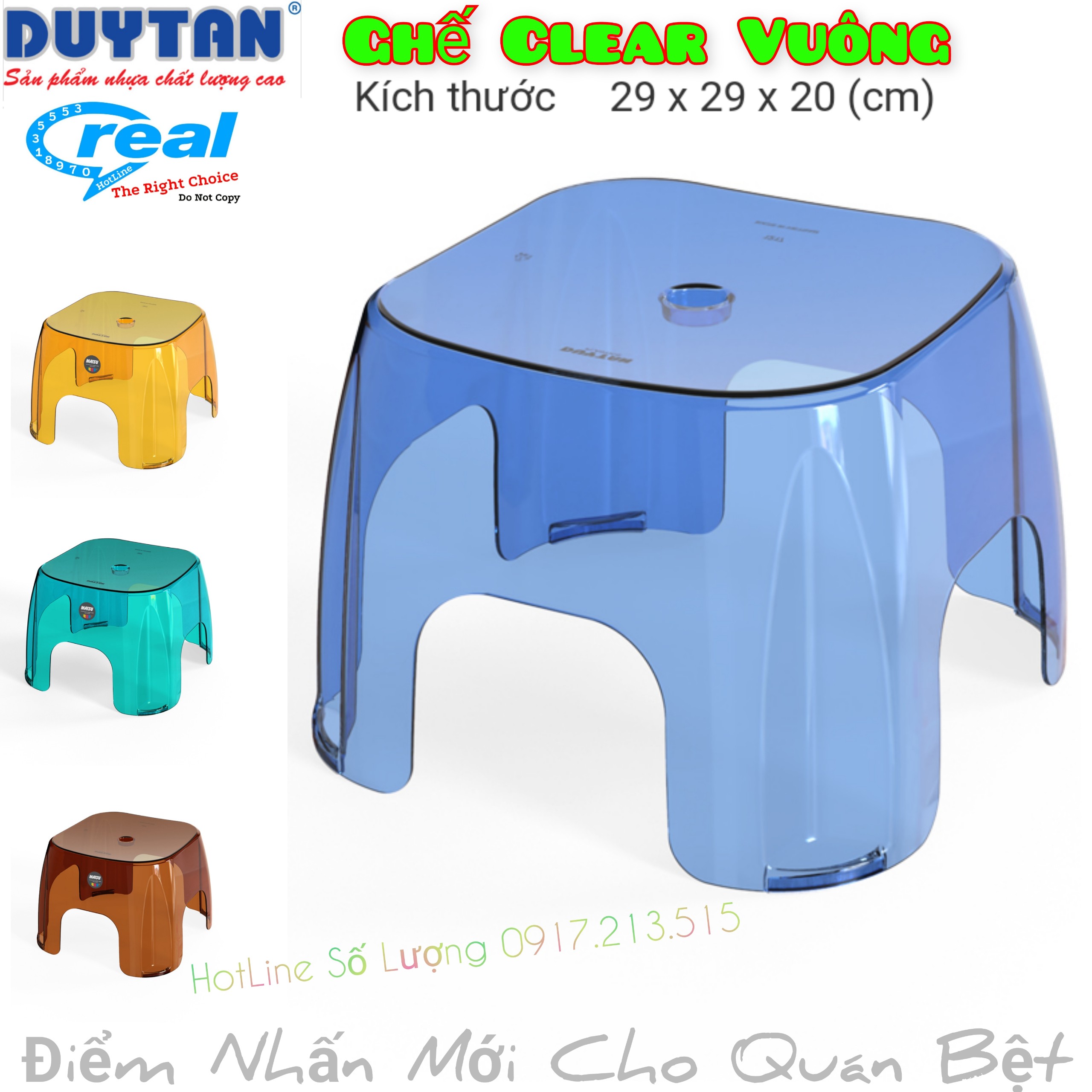 Ghế Nhựa Duy Tân Trong Suốt CLEAR VUÔNG