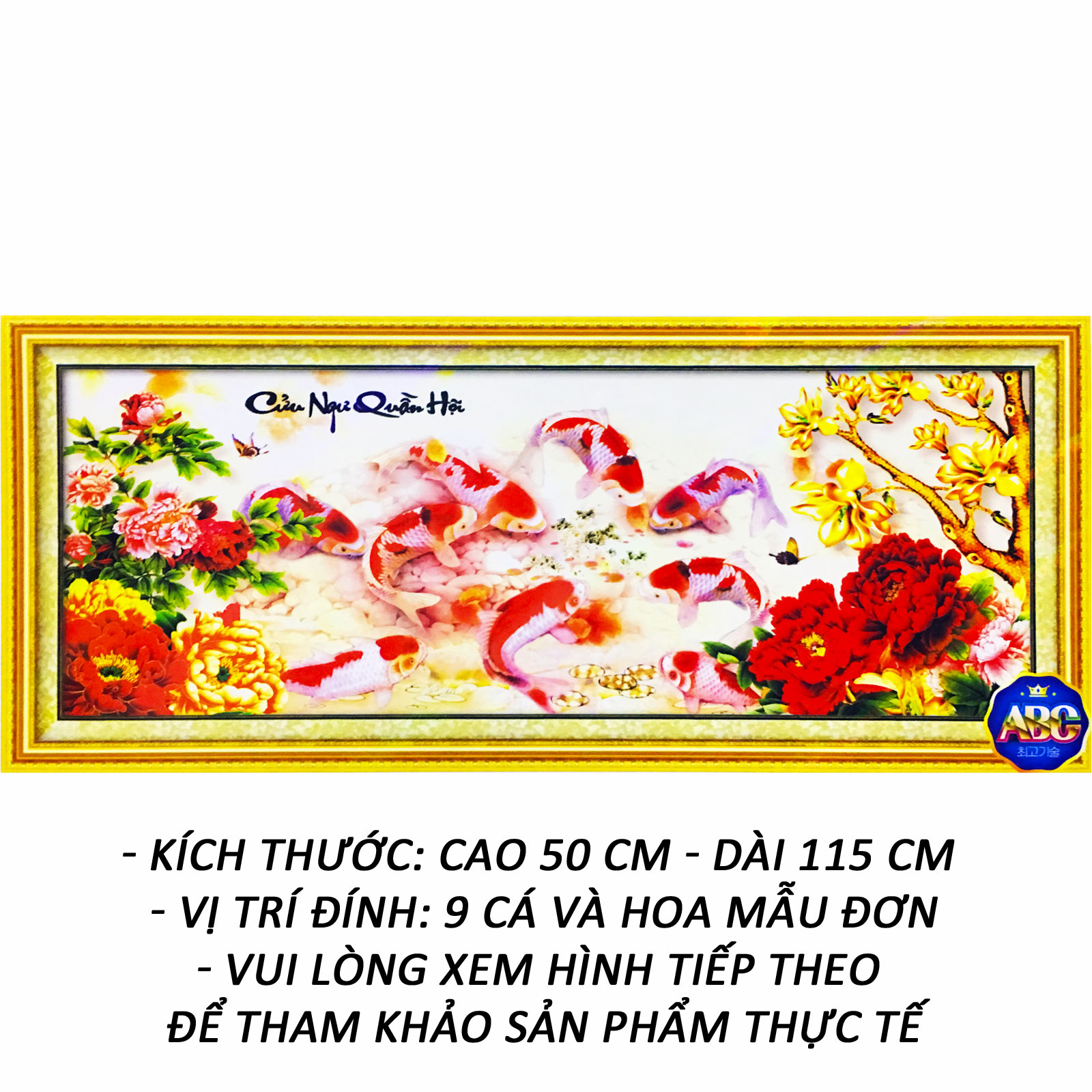 Tranh Đính Đá Tự Làm - Chín Cá Hội Tụ Giàu Sang Phú Quý 38 (Kèm Quà Tặng) - Tranh Minh Hiền (TỰ ĐÍNH ĐÁ)