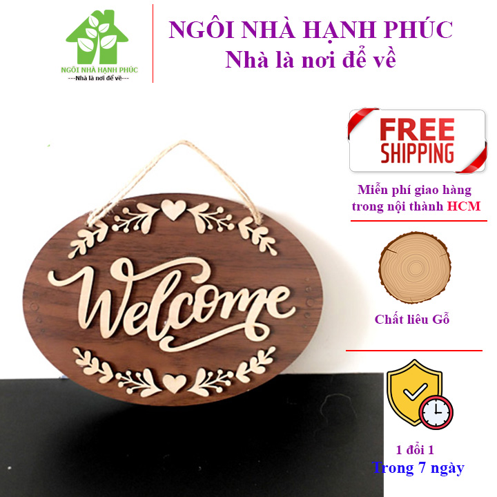 Bảng gỗ decor trang trí CỬA HÀNG 🚀WELCOME🚀 (tặng kem móc treo tường)