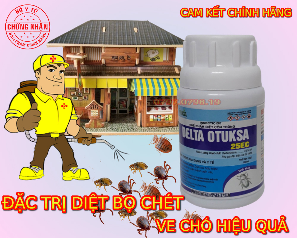Delta otuksa 25ec - 100ml - thuốc diệt ve chó, bọ chét tại nhà hiệu quả