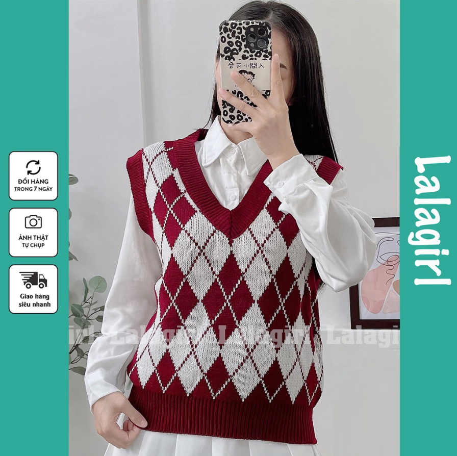 Áo Gile Len Nữ Họa Tiết Caro Nhiều Màu [LGC]