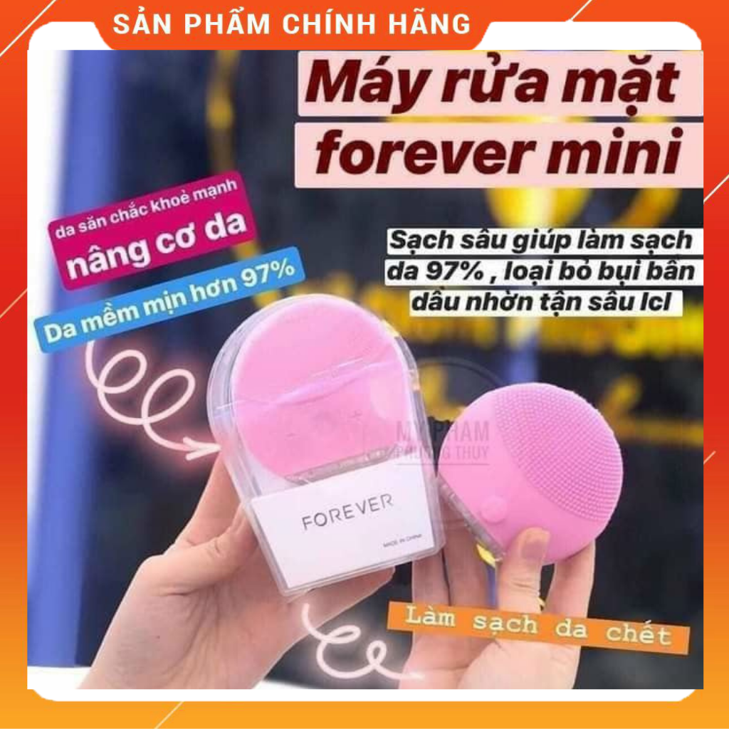 Máy rửa mặt cao cấp rung sóng siêu âm forever mini- bika beauty làm sạch da mặt