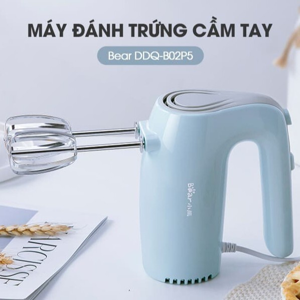 Máy đánh trứng cầm tay mini Bear kem trứng trộn bột tích hợp 5 chế độ que đánh inox304 bảo hành 18 tháng từ nhà sản xuất