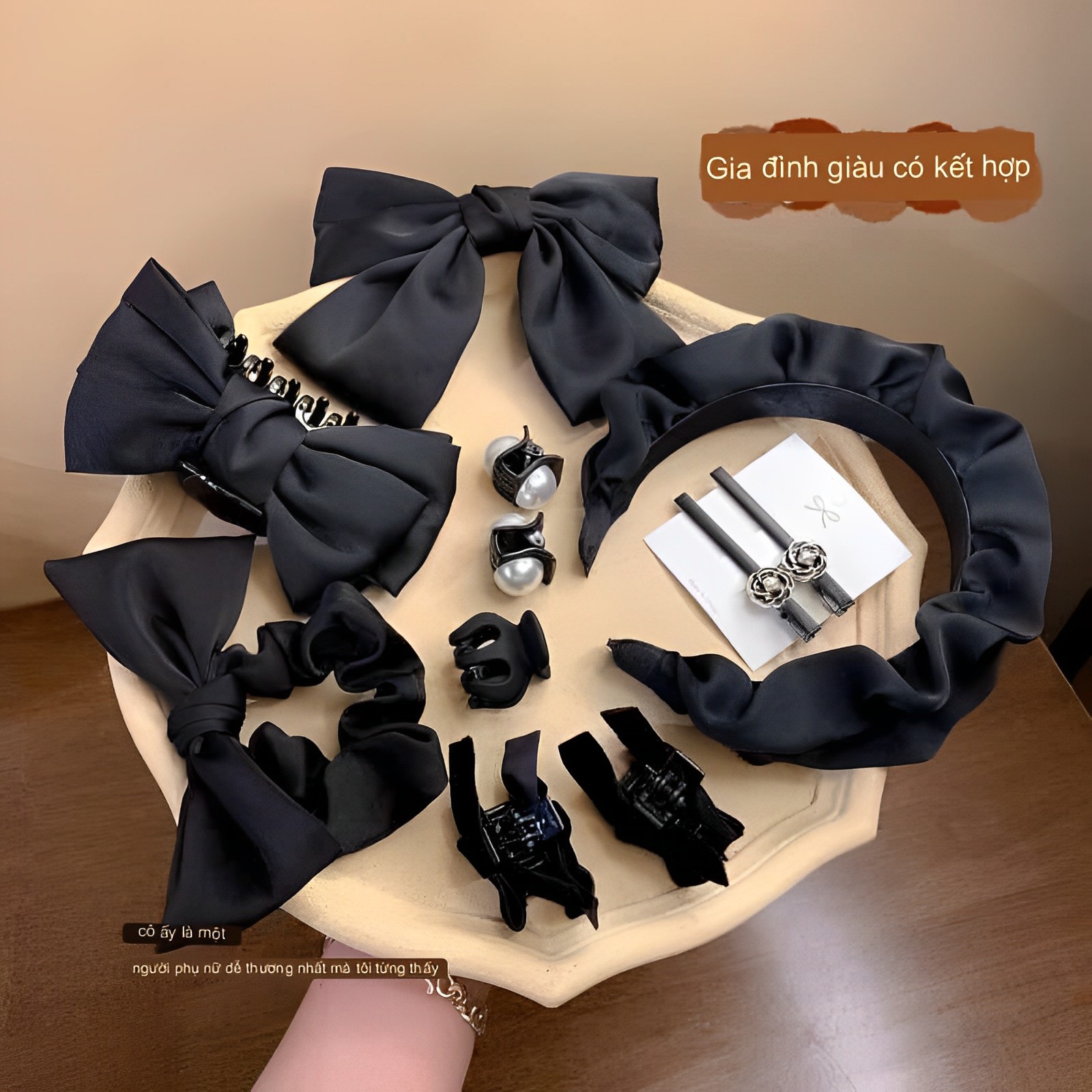 Set 11 kẹp tóc nơ đính ngọc trai thời trang hàn quốc t.d