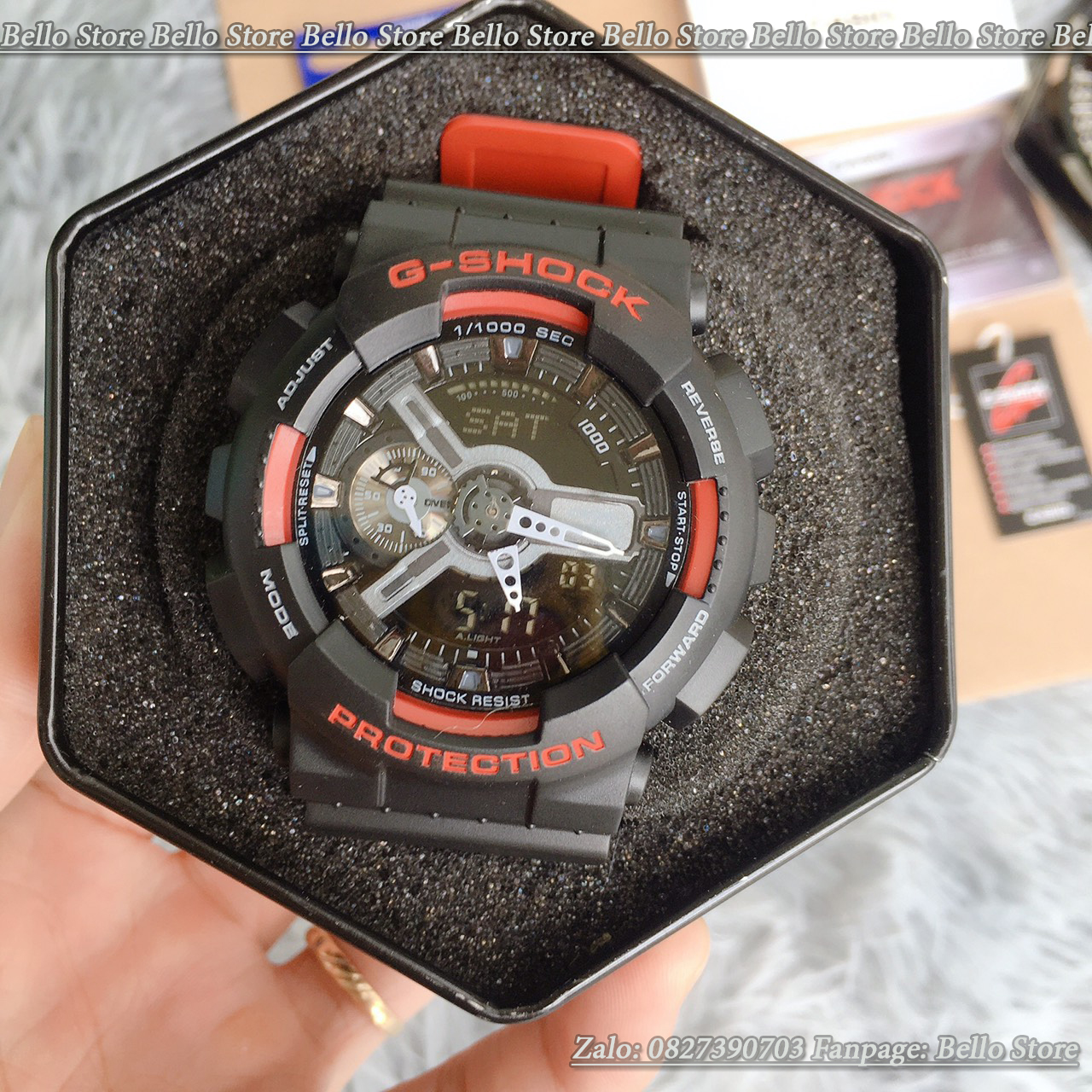 Đồng hồ thể thao nam G-Shock GA-110HR-1A ( ĐEN ĐỎ) Có Baby-g và đôi nam nữ + Made in JAPAN, chống nước 200M, Tặng kèm pin dự phòng, Bảo hành 12 tháng - BELLO Store