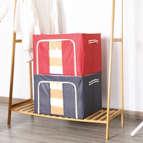 [ FREE SHIP 20K ] Hộp đựng đồ khung thép chắc chắn nhiều màu, Túi vải đựng đồ đa năng khung thép chắc chắn, Túi đựng chăn màn quần áo khung thép, túi đựng quần áo, tui dung chan man, quan ao ( màu ngẫu nhiên )
