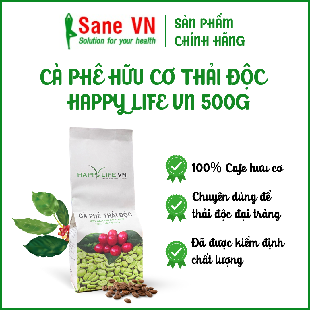 Cà phê hữu cơ thải độc đại tràng túi 500gr SANEVN cà phê hữu cơ thải độc đại tràng giúp đại tràng khoẻ ngừa táo bón giảm cân đẹp da