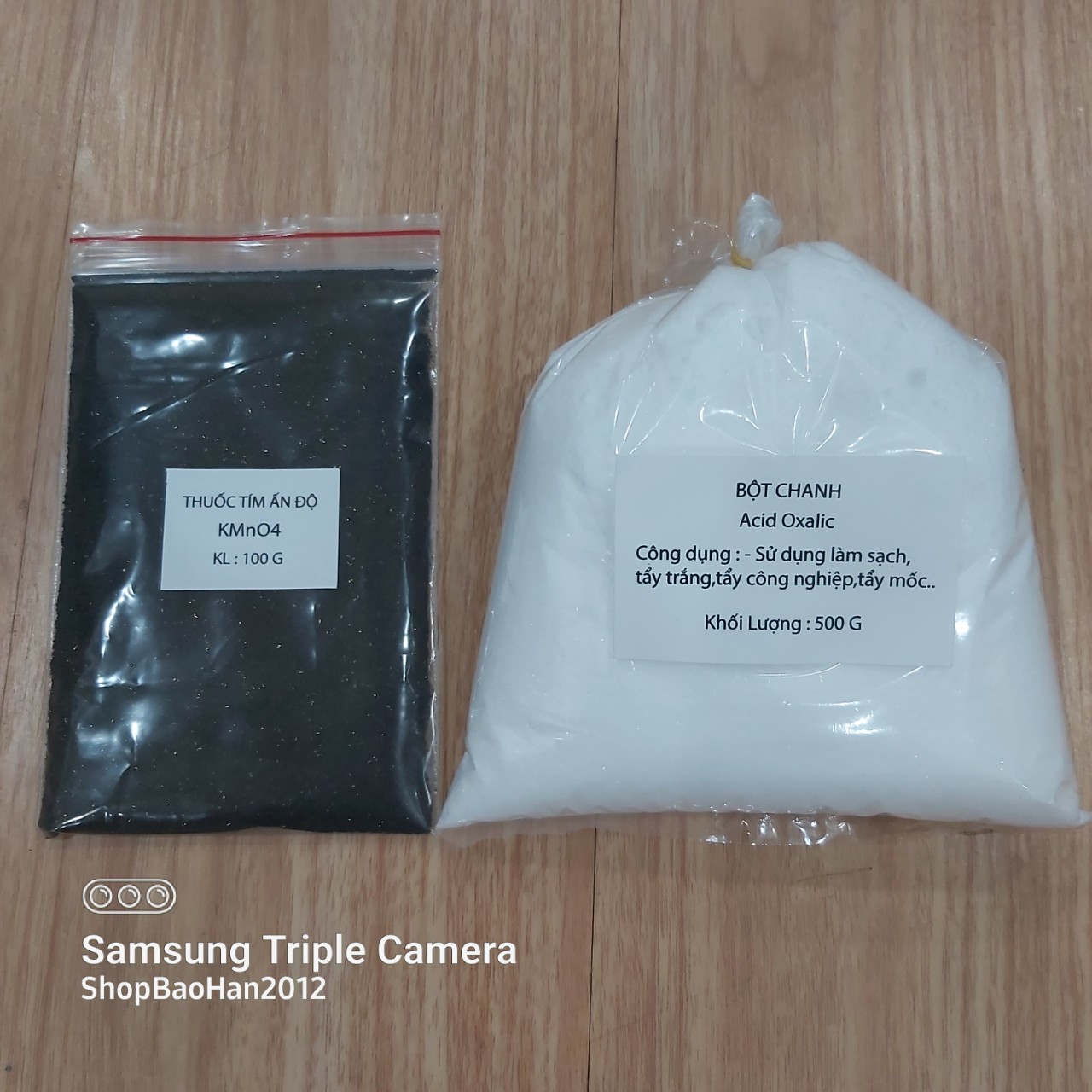 Tẩy mốc, ố vàng quần áo bột chanh - 500g citric,oxalic và 100g thuốc tím, kmno4