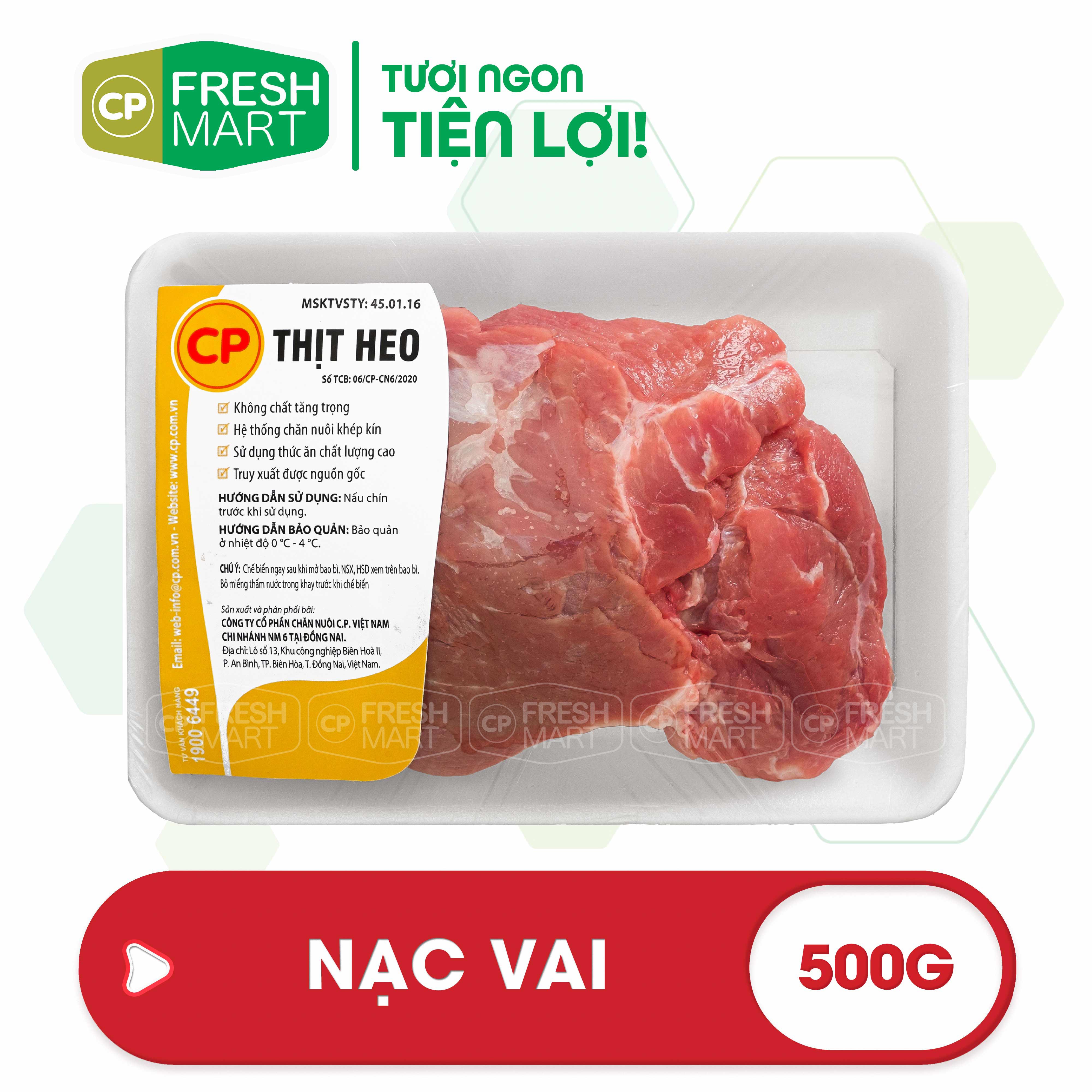Nạc vai heo 500g - thịt heo cp foods - tươi ngon tiện lợi - cp fresh mart