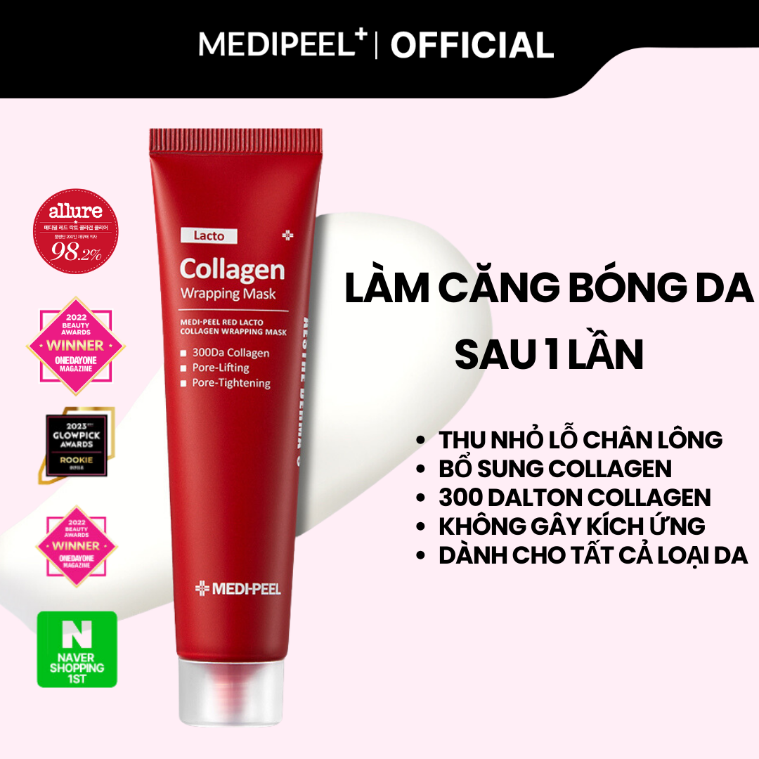 [MEDIPEEL Official][QUÀ TẶNG] Se Khít Lỗ Chân Lông MEDI-PEEL Mặt Nạ Lột Red Lacto Collagen Wrapping Mask_70ml ( Probiotics, Collagen, Skincare, Dưỡng da, Peel off mask, Mặt nạ loại bỏ tế bào chết,Se khít lỗ chân lông)