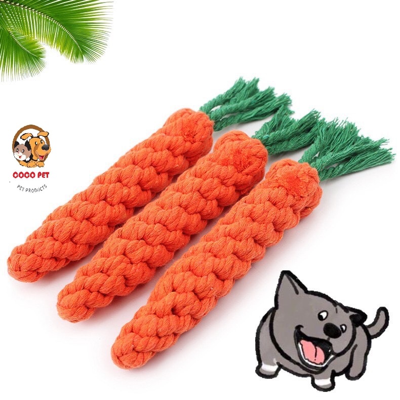 Đồ Chơi Hình Củ Cà Rốt Tết Dây Cho Chó Mèo Thú Cưng Vờn Gặm