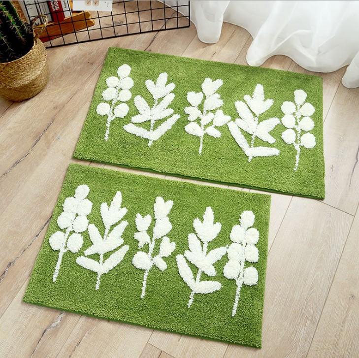 Thảm cotton len chiếc lá xanh pa9216