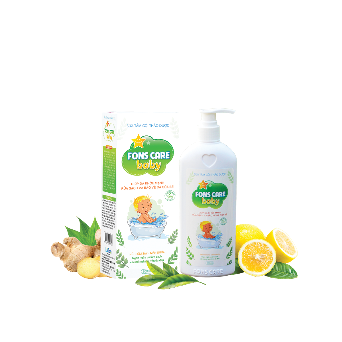 Sữa Tắm Gội Trẻ Em Fons Care Baby - Chiết Xuất Thảo Dược Thiên Nhiên (300ml)