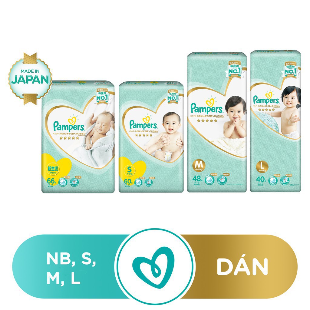 Tã Dán,Tã quần Pampers nội địa Nhật Size NB66/S60/M48/L40