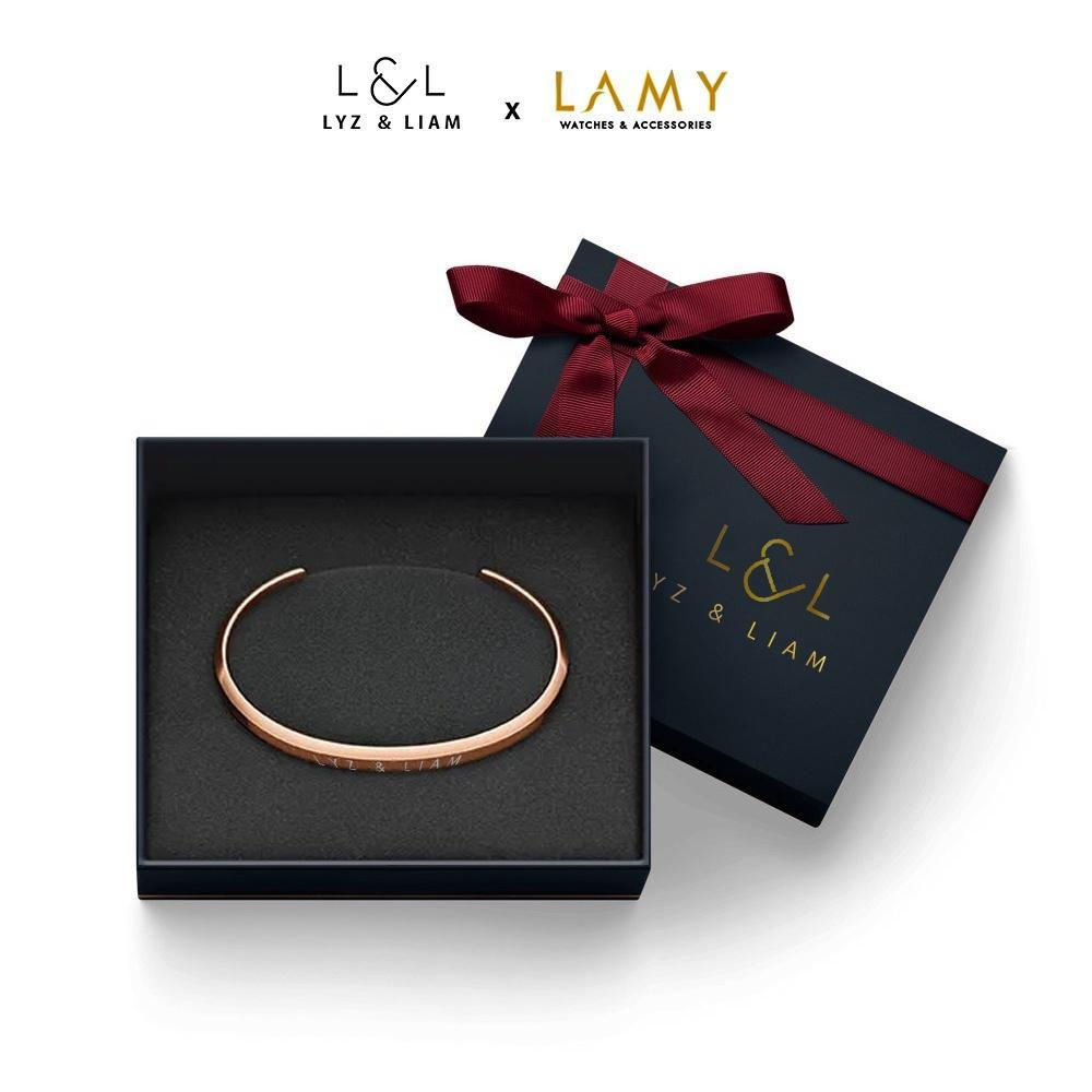 Vòng tay nam nữ Lyz and Liam Classic L&L Cuff Rose Gold - Gift Box Hộp quà tặng nơ đỏ & khắc tên the