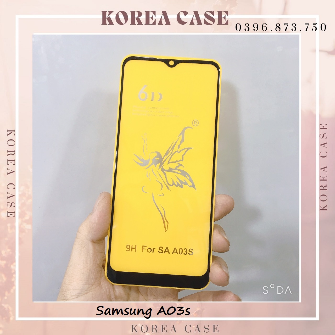 Kính cường lực Samsung A03s full màn hình 6D thiên thần, hàng chuẫn