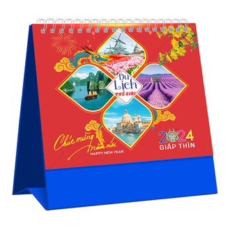 Lịch để bàn 13 tờ in 2 mặt kích thước 19x22cm, lịch tết 2024 cao cấp an khang ak103