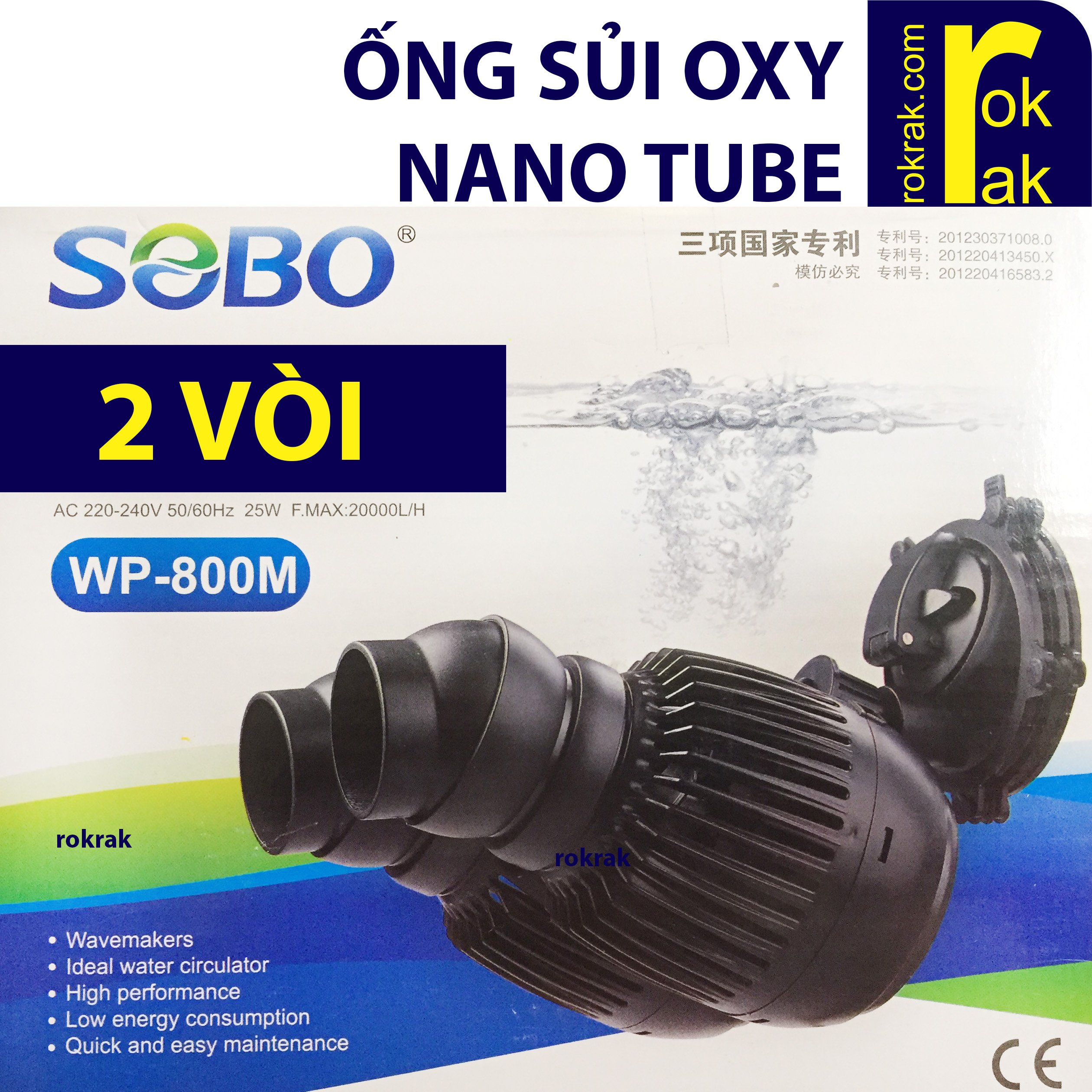 [HCM]Máy thổi luồng SOBO WP-800M 800M 2 đầu cho hồ cá