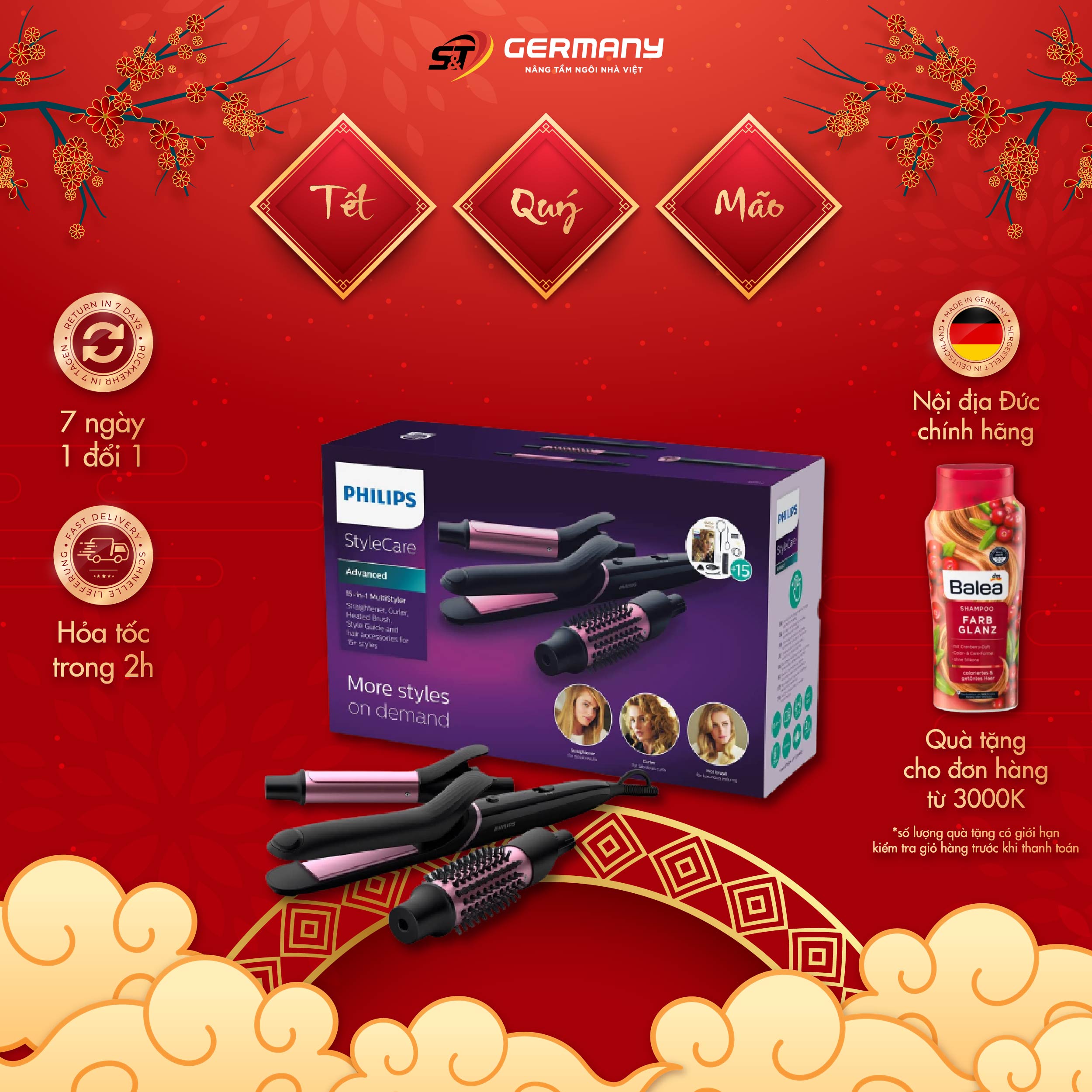 Bộ dụng cụ uốn, ép và sấy tóc nội địa đức philips bhh822/00 bộ dụng cụ làm tóc đa năng germanysnt 0210001