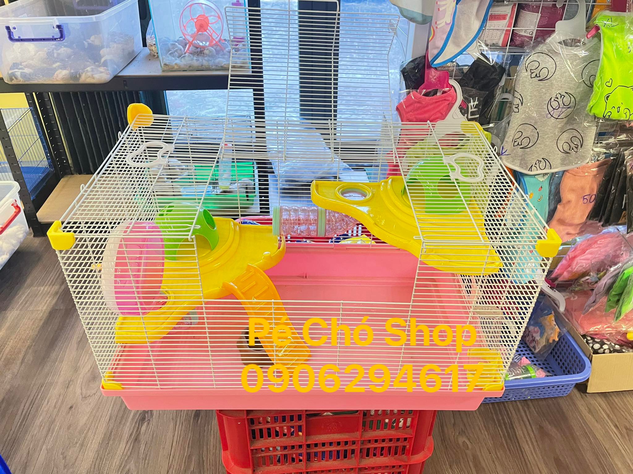 Lồng Nấm 3 tầng Hamster kích thước Lớn dài 60 rộng 36 cao 38cm.