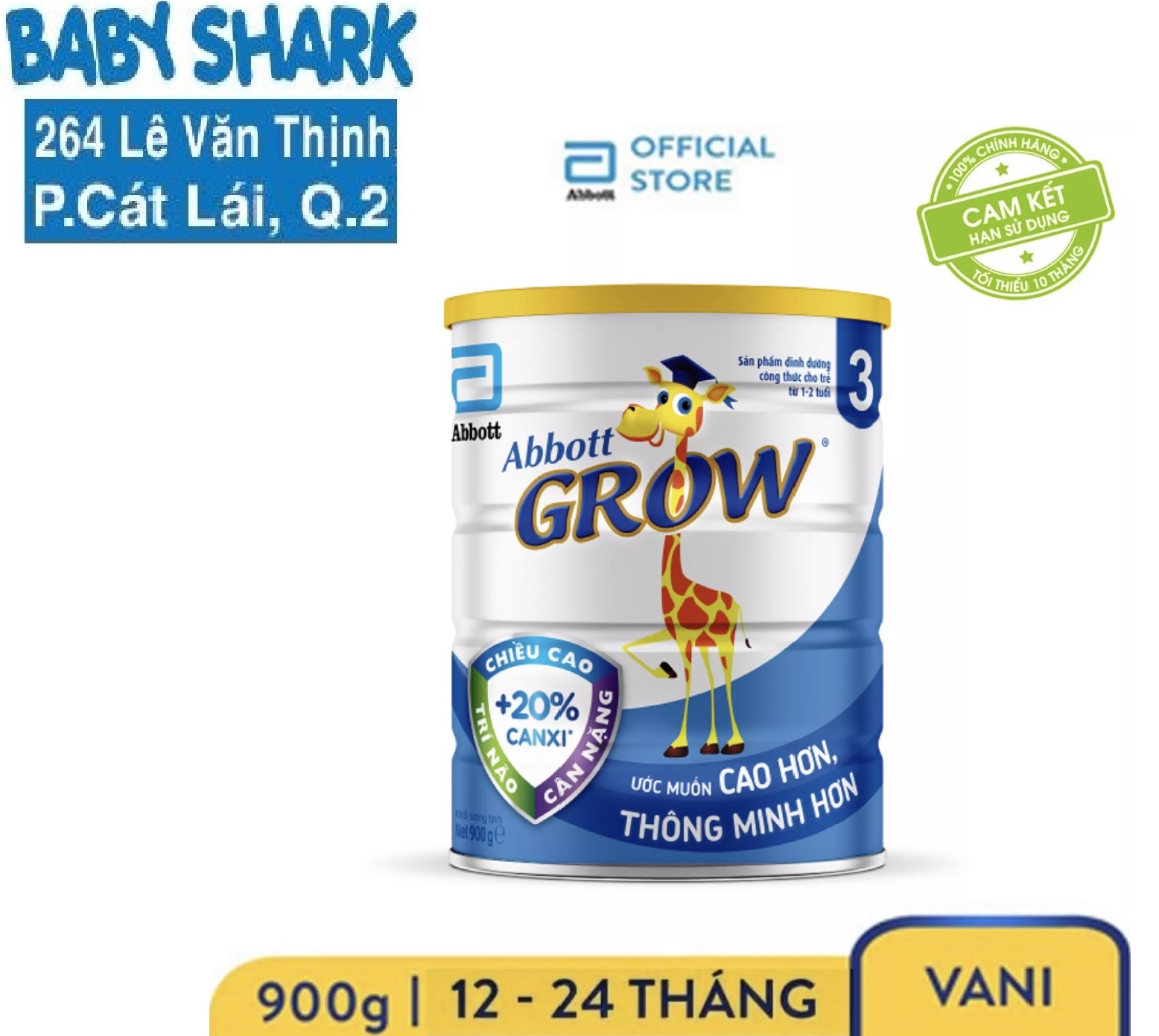 Sữa bột abbott grow 3 900g cho bé 1-2 tuổi