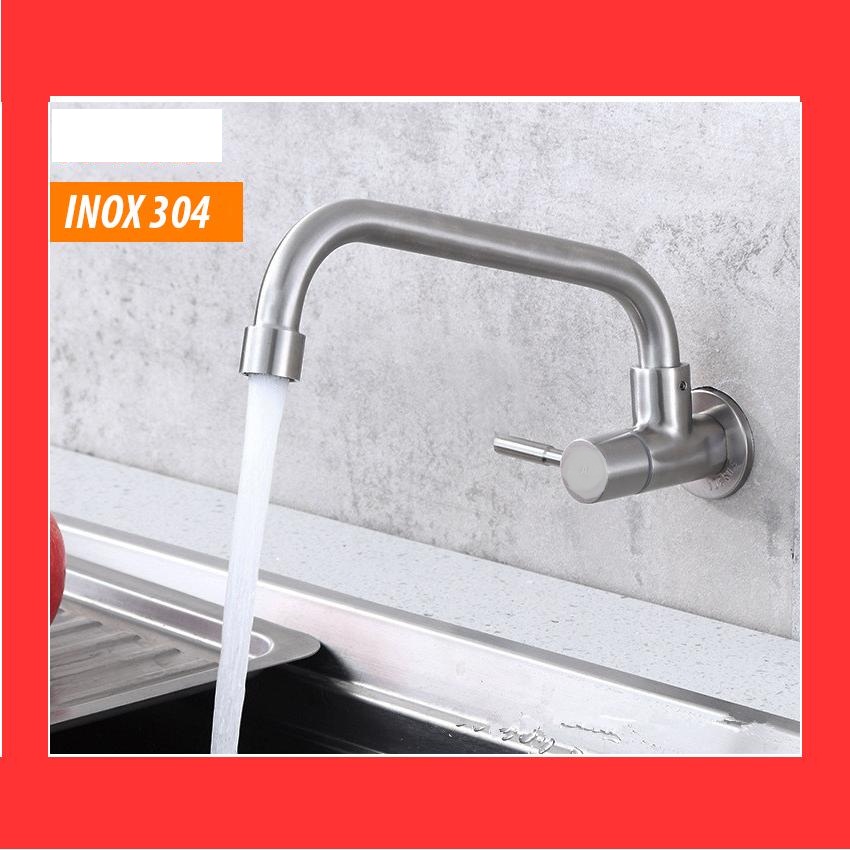 Vòi Rửa Chén Bát Đơn Lạnh Âm Tường QH-DL005 Inox 304 Nguyên Khối -Bảo Hành 02 Năm Toàn Quốc