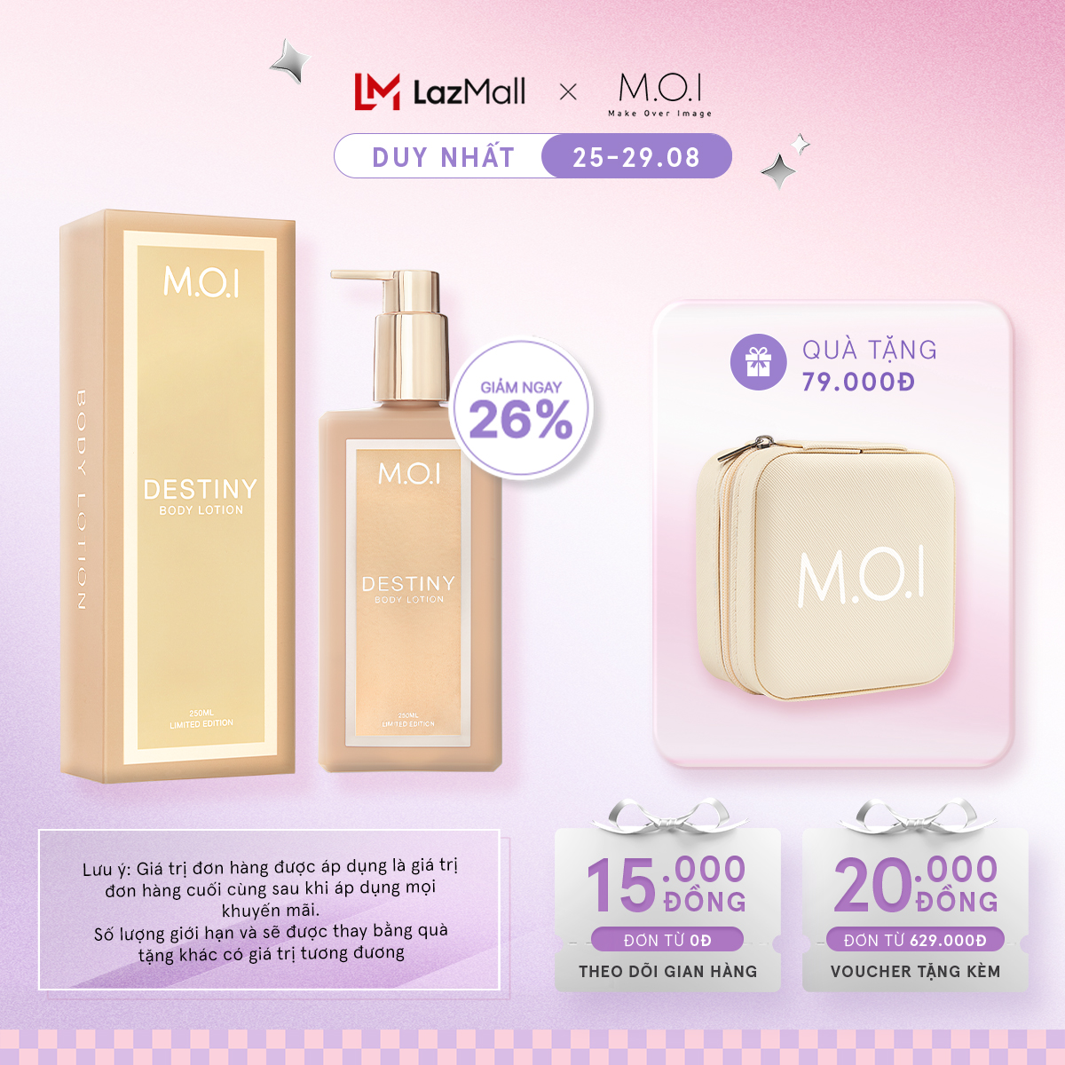 Sữa dưỡng thể sáng da hương nước hoa M.O.I Destiny 250ml