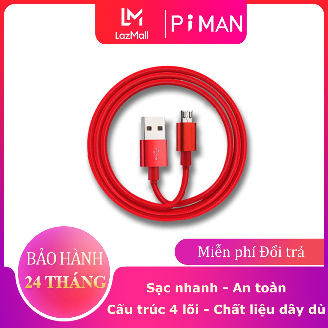 Dây sạc iphone samsung oppo đầu Lightning, type c, Micro sạc nhanh cho tất cả các dòng điện thoại có hỗ trợ  - Piman DCS01