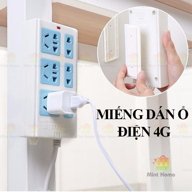 Miếng dán tường treo ổ cắm điện, modem, cục phát wifi 4g, remote / Bộ giá đỡ treo, móc treo tường cố định ổ cắm điện