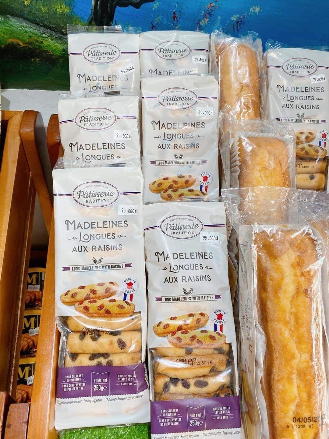 Bánh bông lan nho khô lester patisserie madeleines longues pháp✨250g